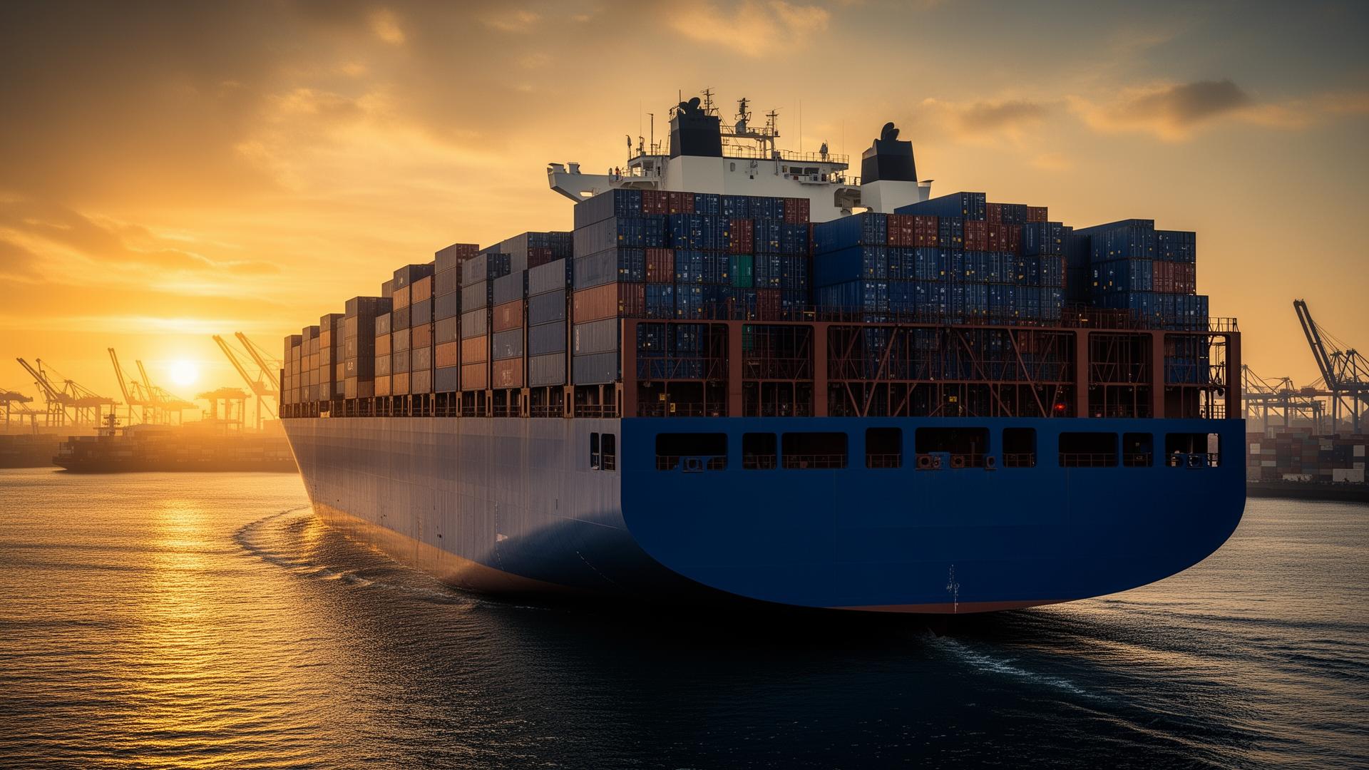 Container ship at port